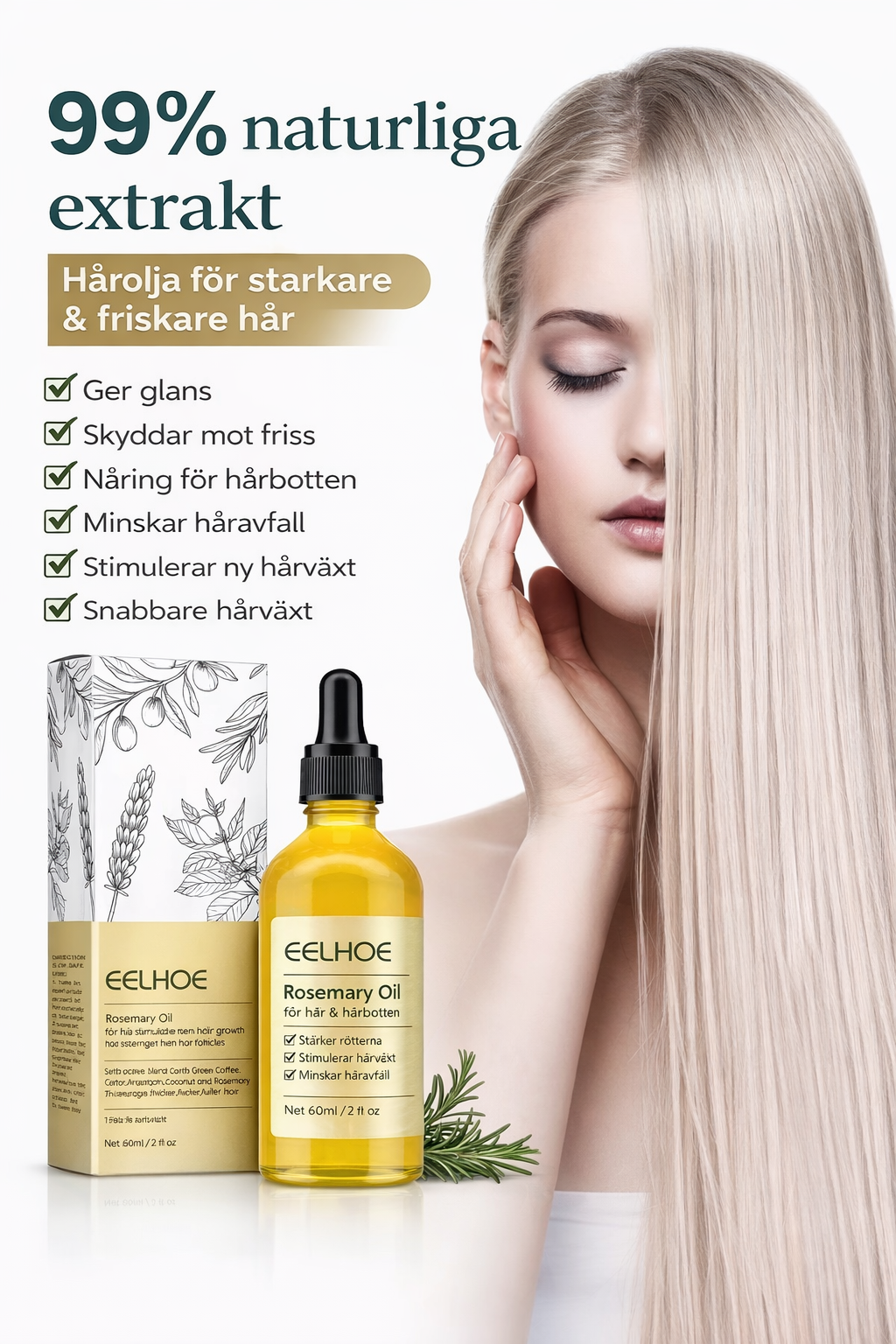 Rosmarinolja för hårväxt – stärker & reparerar håret