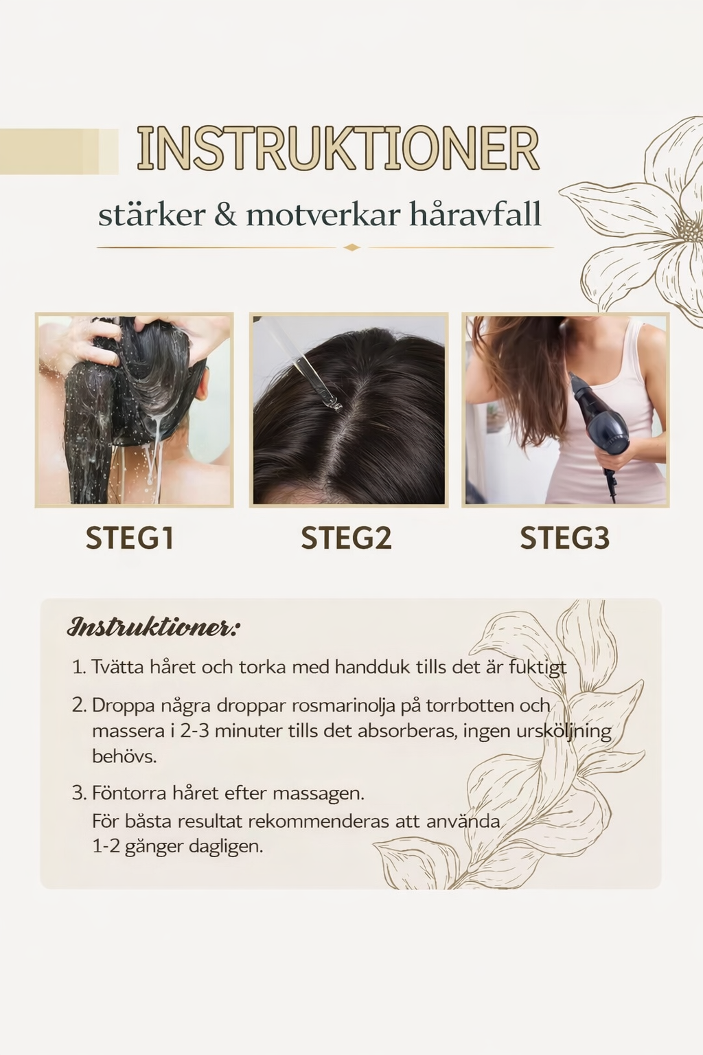 Rosmarinolja för hårväxt – stärker &amp; reparerar håret